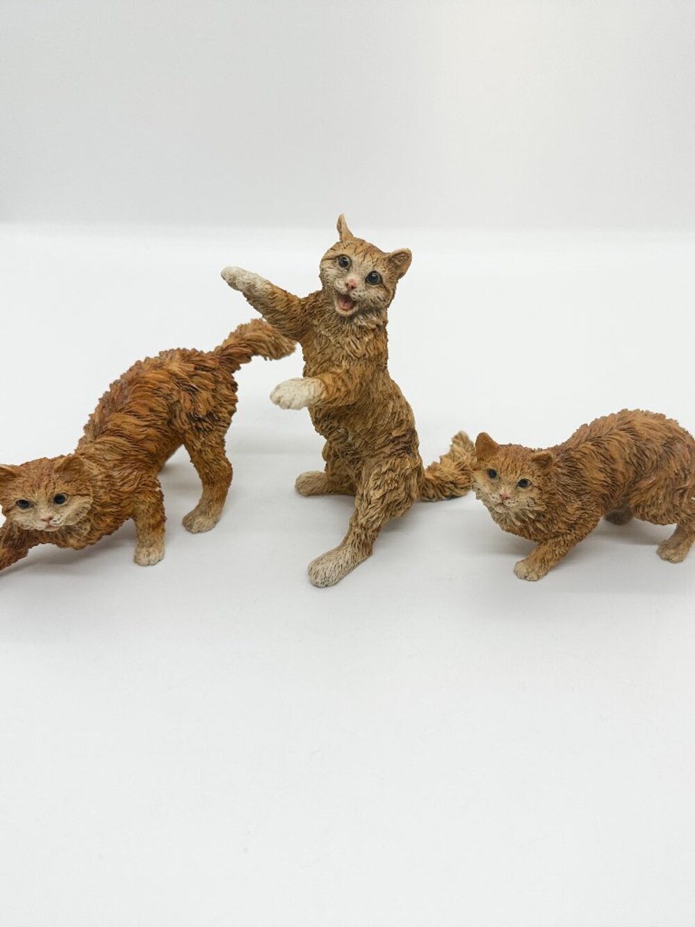 Vtg Set 2 80s Orange Ginger Cat Figurines Italy Castagna Playful Rare
